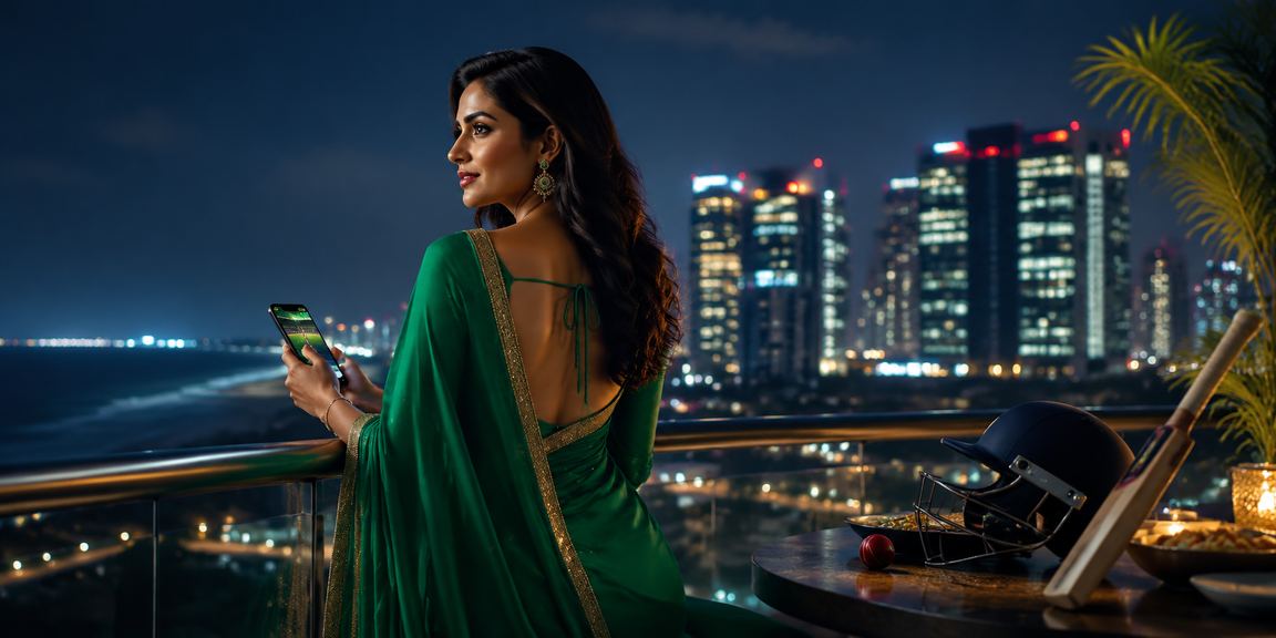 Indian woman playing cricket betting app